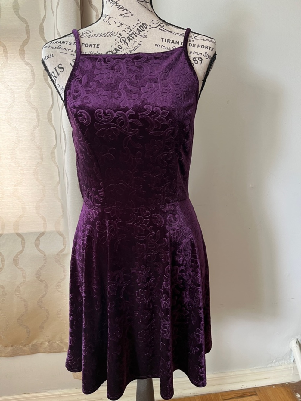 Whimsigoth Burnout Floral Velvet Witchy Fairy Sleeveless Dress Womens Sm